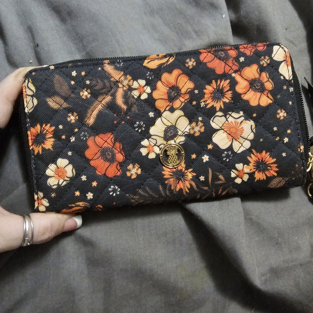 Simply Southern Orange and Black Floral Wallet